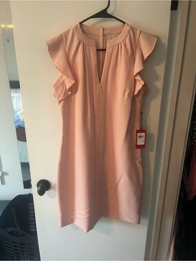 Vince Camuto Sleeveless Ruffle Shift Dress - Blush Pink